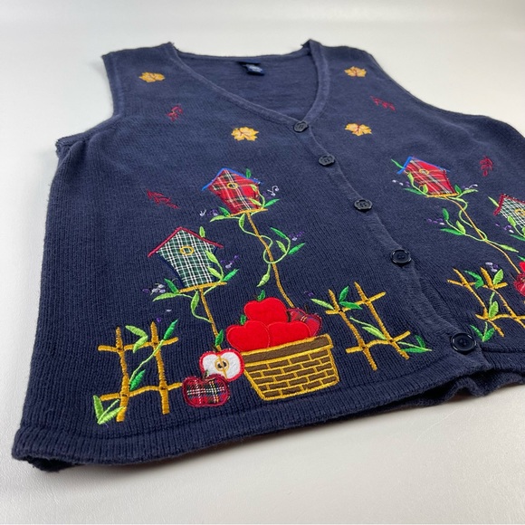 Vintage Fall Autumn Sleeveless Cardigan Sweater 90s Basic Editions Womens 2XL - Picture 6 of 14